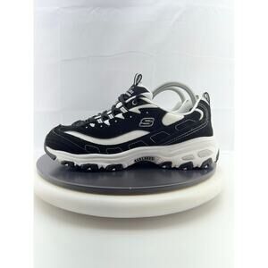 Skechers D Lites Womens Size 10 Black White Lace Up Casual Shoes Sneakers 11930